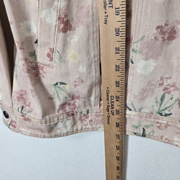 Lane Bryant Denim Jacket Sz 16 Pink Floral 100% Cotton Pockets Boho Cottagecore - Picture 14 of 15